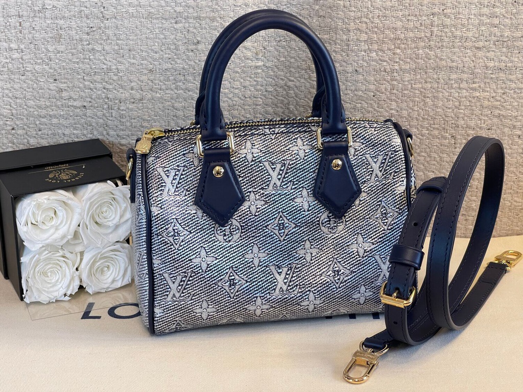 100 Original Louis Vuitton Speedy 20 Bandouliere Monoglam M23069